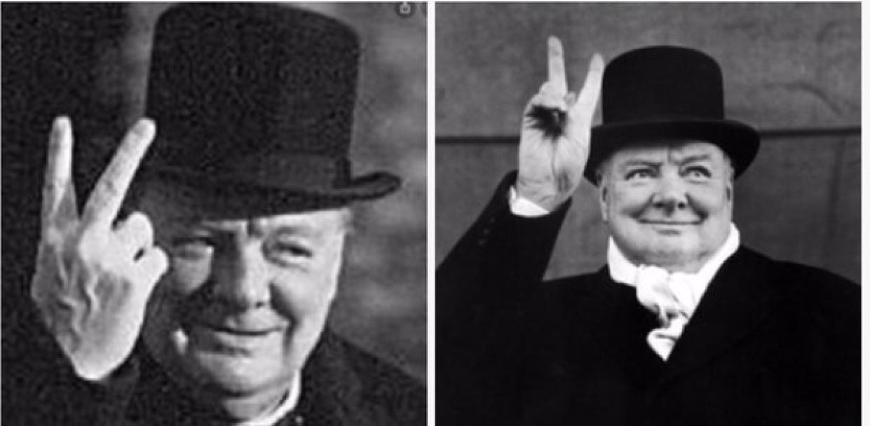 churchill peace sign